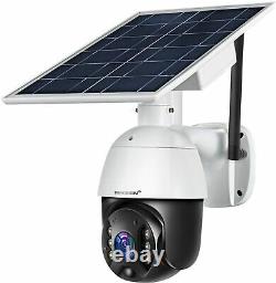WiFi Wireless Home Solar Outdoor PTZ Security Camera System Full Color Nightview