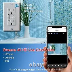 Wi-fi Home Security Camera in AC Wall GFCI Socket Support Remote Viewing, 4K HD
