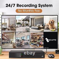 Wired Home Security Cameras System DICAFFE 8CH 1080P DVR Security Camera Syste