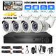 Wired Security Camera System Outdoor Home Cctv 8ch 1080p Hd Dvr Kit Night Vision