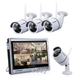 Wireless 12 Monitor 1080P WIFI NVR Home Outdoor IP Security Camera System Audio