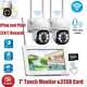 Wireless 360° Ptz Home Security Camera System Outdoor With 7touch Monitor 32gb