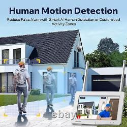 Wireless 360° PTZ Home Security Camera System Outdoor With 7Touch Monitor 32GB