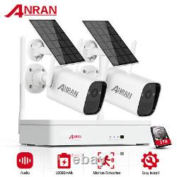 Wireless Outdoor Security Camera System Solar Battery Powered Audio Home 1TB HDD