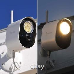Wireless Outdoor Smart Plug-In Security Camera with Wi-Fi Night Vision White