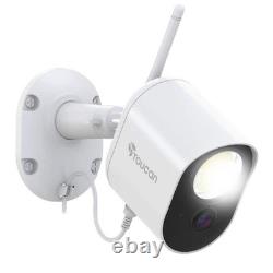 Wireless Outdoor Smart Plug-In Security Camera with Wi-Fi Night Vision White