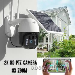 Wireless Security Camera 1080P PTZ Outdoor Home Battery Pan Tilt & Solar Panel