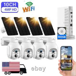 Wireless Security Camera Home WiFi 10CH NVR 4MP PTZ Solar Battery System Outdoor