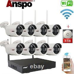 Wireless Security Camera System 4/8CH HD 1080P 1TB HDD CCTV WIFI Kit NVR Outdoor