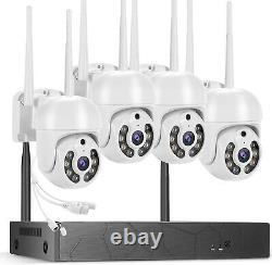 Wireless Security Camera System 8CH NVR 4PCS Outdoor WiFi Surveillance PTZ Home