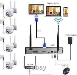 Wireless Security Camera System 8CH NVR 4PCS Outdoor WiFi Surveillance PTZ Home