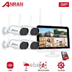 Wireless Security Camera System Audio Home WiFi CCTV 8CH 3MP With 12Monitor 1TB