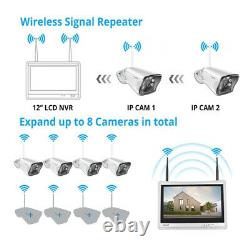 Wireless Security Camera System Outdoor Home with 12''Monitor WiFi NVR Kit