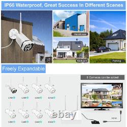Wireless Security Camera System Outdoor Wifi 1TB Hard Drive Home Audio NVR Set