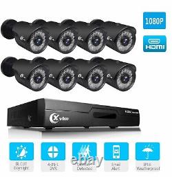 XVIM 8CH DVR 1080P HD Outdoor Home CCTV Security Camera System IR Night Vision