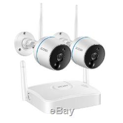 ZOSI 1080p 4CH Mini NVR 2 HD 2MP Outdoor WiFi IP Wireless Security Camera System