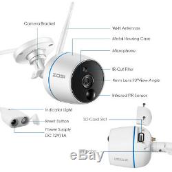 ZOSI 1080p 4CH Mini NVR 2 HD 2MP Outdoor WiFi IP Wireless Security Camera System