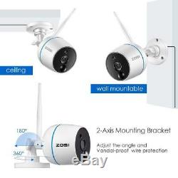 ZOSI 1080p 4CH Mini NVR 2 HD 2MP Outdoor WiFi IP Wireless Security Camera System