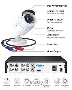 ZOSI 1080p Home Security Camera System H. 265+ 5MP Lite 8CH 1TB DVR and 6xCameras