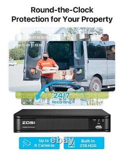 ZOSI 1080p Home Security Camera System H. 265+ 5MP Lite 8CH 1TB DVR and 6xCameras