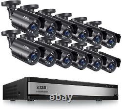 ZOSI 16CH H. 265+5MP Lite DVR 1080P Home Security Camera System IR Motion Detect