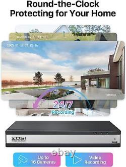 ZOSI 16CH H. 265+5MP Lite DVR 1080P Home Security Camera System IR Motion Detect