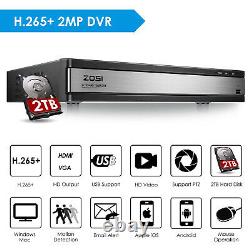 ZOSI 16 Channel H. 265+ 1080p Home DVR Hard Drive 2TB for Security Camera System