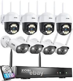 ZOSI 2K 8CH Spotlight Wireless Security Home Camera System with Two-Way Audio