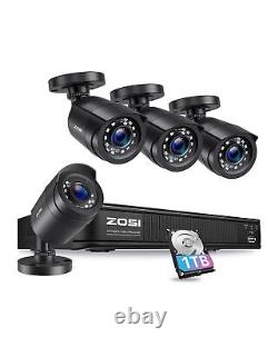 ZOSI 3K 5MP Home Security System 8 Channel DVR and 4 x Cameras CCTV 1TB HDD