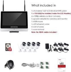 ZOSI 4CH 1080p WiFi Wireless Home Security 4PCS Camera System with Monitor 1TB