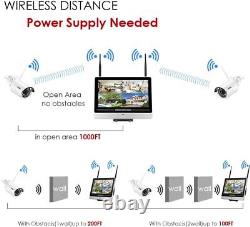 ZOSI 4CH 1080p WiFi Wireless Home Security 4PCS Camera System with Monitor 1TB