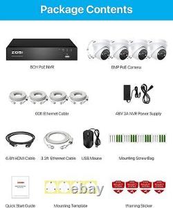 ZOSI 4K 8CH 8MP Home POE Security Camera System Starlight AI Human Detect Audio