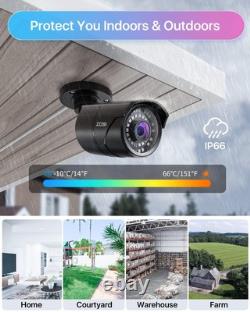 ZOSI 4K 8MP PoE Home Security Camera System Outdoor 4PCS 5MP(3K) Bullet PoE