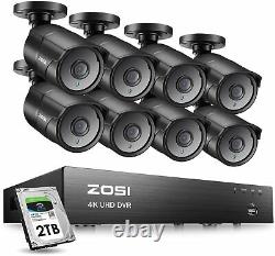 ZOSI 4K CCTV UHD DVR 2TB 8CH System Home Outdoor 8MP HD Security Camera Kit IP67