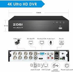 ZOSI 4K CCTV UHD DVR 2TB 8CH System Home Outdoor 8MP HD Security Camera Kit IP67