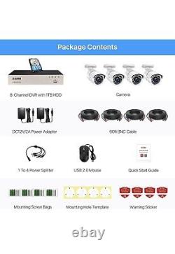ZOSI 5MP Lite Home Security Camera System H. 265+ 8CH CCTV DVR with 1 TB HDD