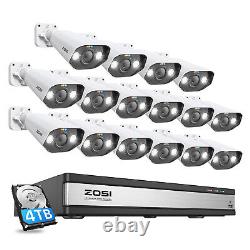 ZOSI 5MP POE Security Camera System 16CH 4K 4TB NVR Home IP Audio Recording IP66