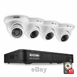 ZOSI 720P 8CH HDMI DVR 1500TVL IR Outdoor CCTV Security Dome Camera System 1TB