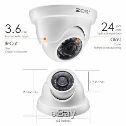 ZOSI 720P 8CH HDMI DVR 1500TVL IR Outdoor CCTV Security Dome Camera System 1TB