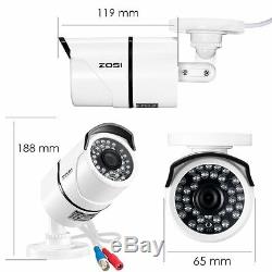 ZOSI 8CH 1080p DVR 2TB HDD 8 2MP Outdoor Camera IR Home Security Camera System