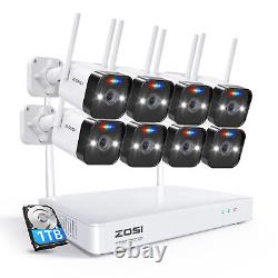 ZOSI 8CH 3MP Wifi NVR Wireless Security Camera System Outdoor 1TB Recording