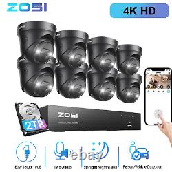 ZOSI 8CH 4K Audio PoE Security IP Camera System 8MP 2TB NVR Home CCTV Motion Al