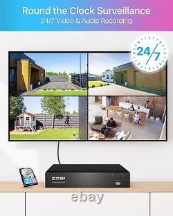 ZOSI 8CH 4K Audio PoE Security IP Camera System 8MP 2TB NVR Home CCTV Motion Al