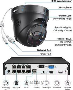ZOSI 8CH 4K Audio PoE Security IP Camera System 8MP 2TB NVR Home CCTV Motion Al