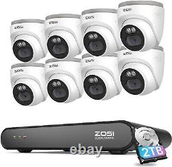 ZOSI 8CH 4MP 2.5K Home Security PoE IP Camera System Smart Human Detection 2TB