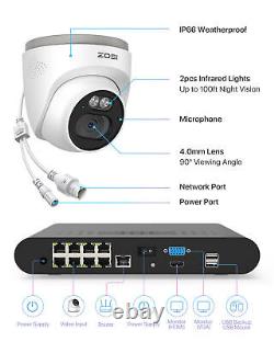 ZOSI 8CH 4MP PoE Security Camera System C220 2.5K Home with 2TB HDD 24/7 Record