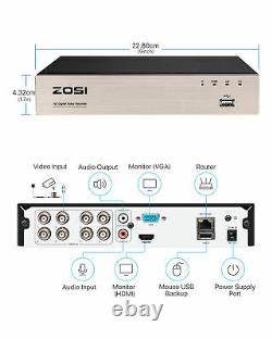 ZOSI 8CH 5MP Lite DVR 1080P Home Security Camera System Outdoor IR Night Vision