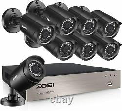 ZOSI 8CH 5MP Lite DVR 1080P Outdoor CCTV Security Camera System Kit Night Vision