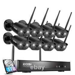 ZOSI 8CH H. 265+ 3MP 2k wireless security camera system 1TB HDD wifi Outdoor home