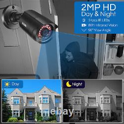 ZOSI 8CH H. 265+ 5MP Lite DVR 2 1080P Outdoor Bullet Camera Home Security System
